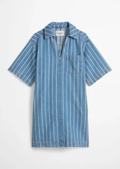 Crayfish Capsule Striped Denim Dress, Kellerfalte hinten aus reinem Organic Cotton
