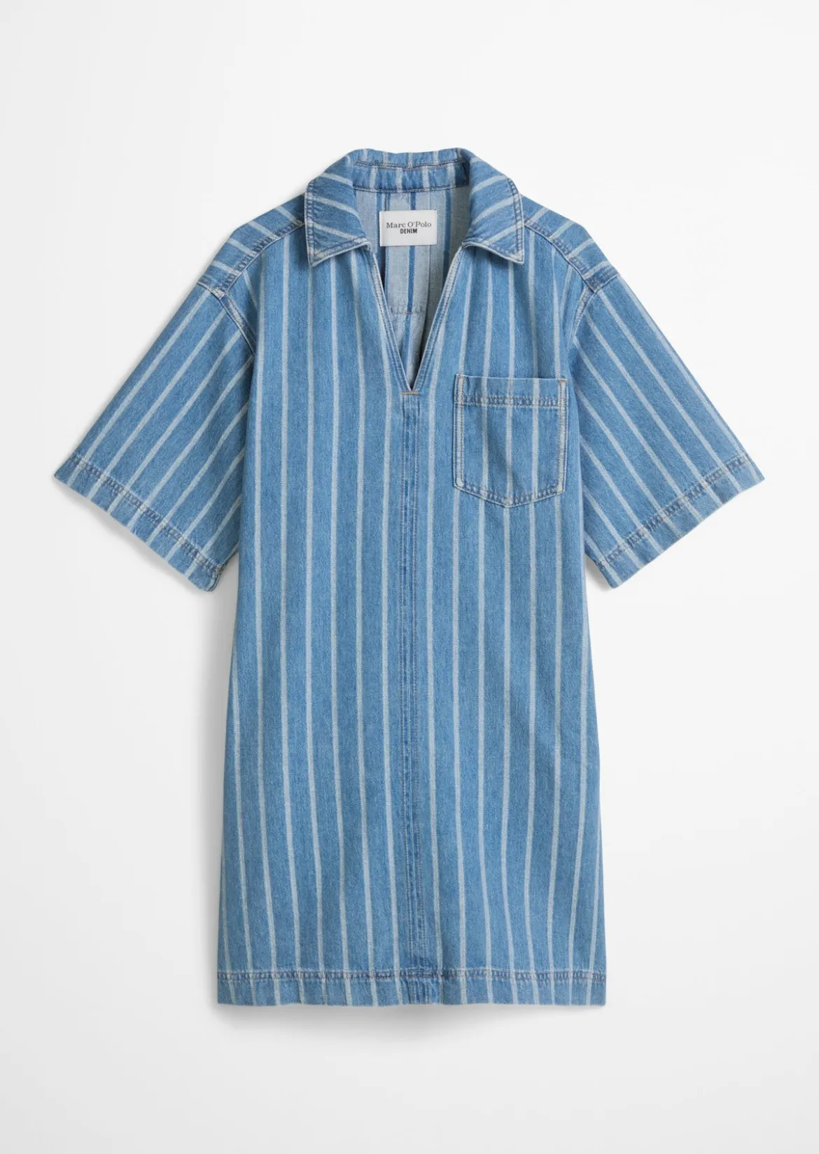 Crayfish Capsule Striped Denim Dress, Kellerfalte hinten aus reinem Organic Cotton