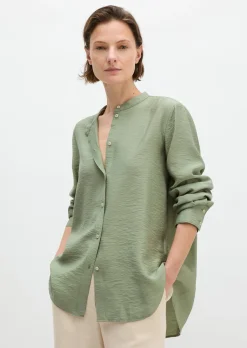 Crinkle-Bluse regular aus Viskose-Mix