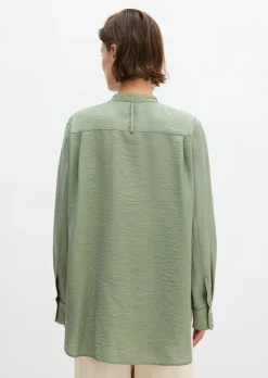 Crinkle-Bluse regular aus Viskose-Mix