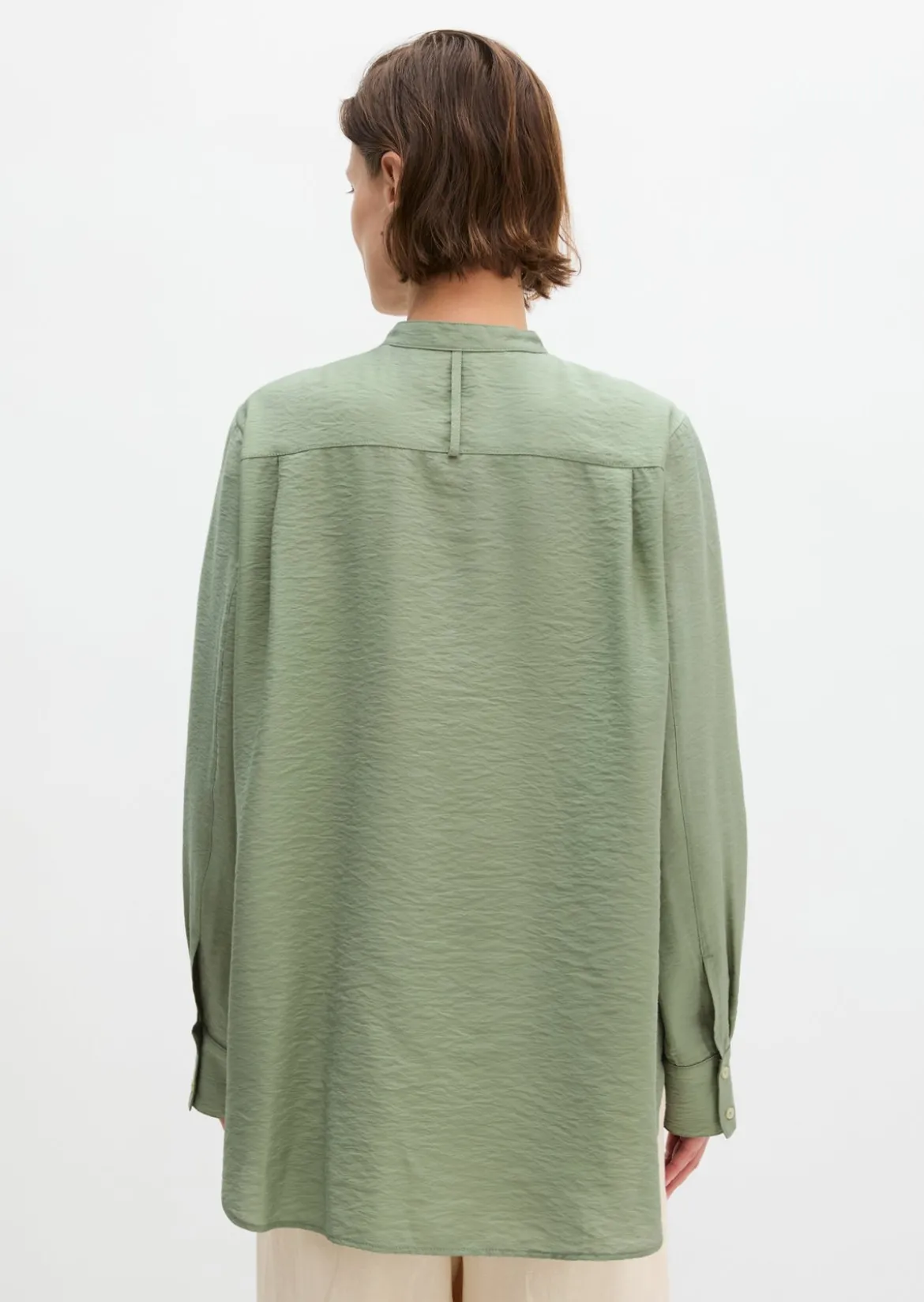Crinkle-Bluse regular aus Viskose-Mix