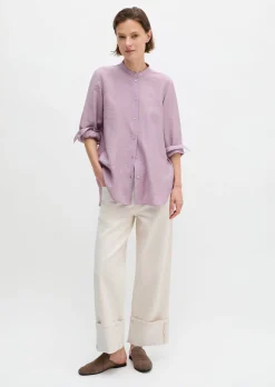 Crinkle-Bluse regular aus Viskose-Mix