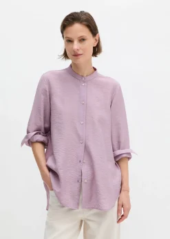Crinkle-Bluse regular aus Viskose-Mix