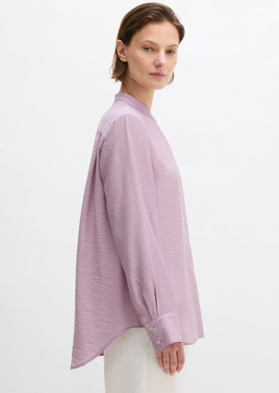 Crinkle-Bluse regular aus Viskose-Mix