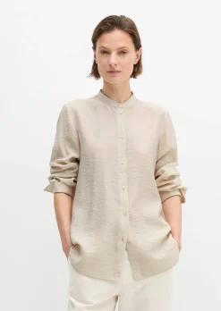 Crinkle-Bluse regular aus Viskose-Mix