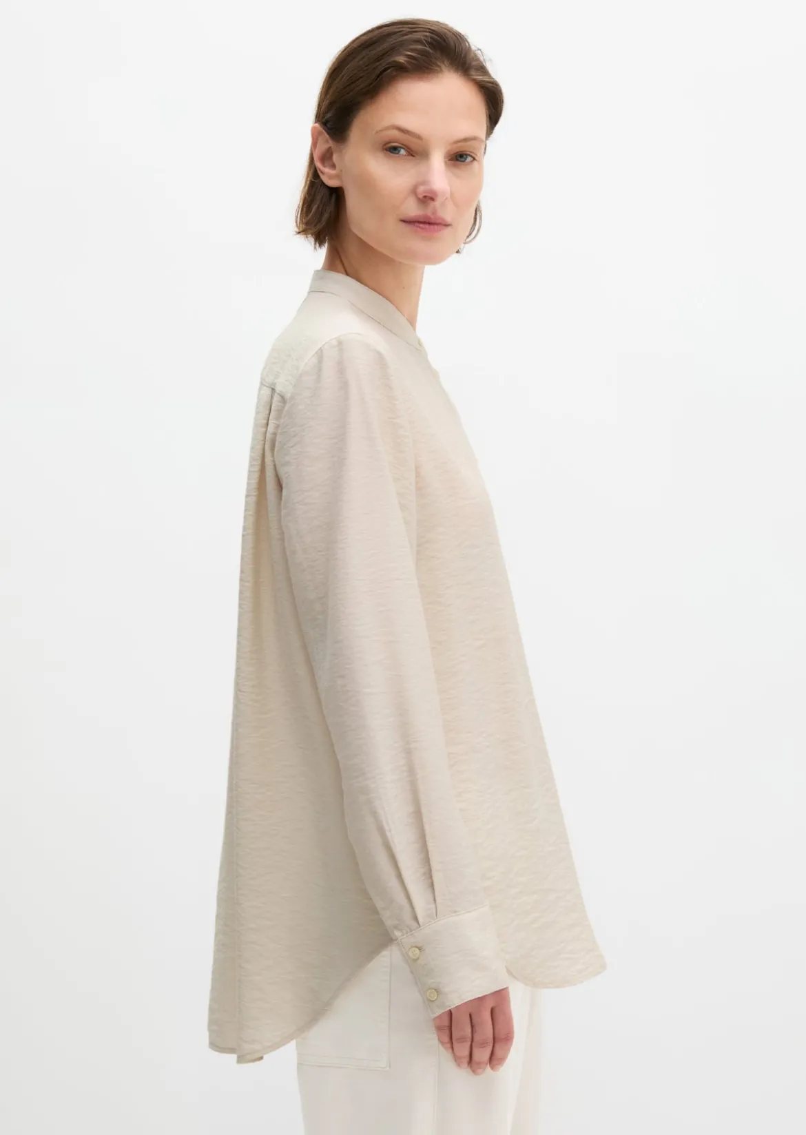 Crinkle-Bluse regular aus Viskose-Mix