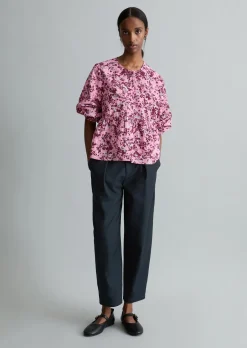 Crinkle-Bluse relaxed aus bedrucktem Viskose-Mix