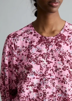 Crinkle-Bluse relaxed aus bedrucktem Viskose-Mix