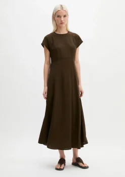 Crinkle-Kleid regular aus Viskose-Mix