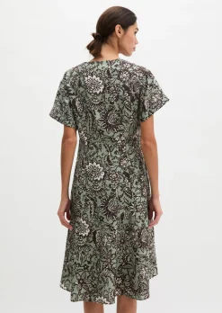 Crinkle-Kleid shaped aus bedrucktem Viskose-Mix