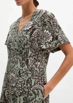 Crinkle-Kleid shaped aus bedrucktem Viskose-Mix