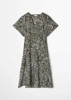 Crinkle-Kleid shaped aus bedrucktem Viskose-Mix