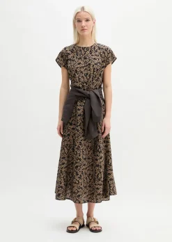 Crinkle-Kleid shaped aus bedrucktem Viskose-Mix