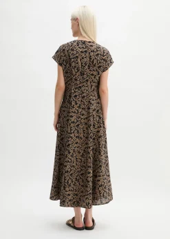 Crinkle-Kleid shaped aus bedrucktem Viskose-Mix