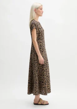 Crinkle-Kleid shaped aus bedrucktem Viskose-Mix