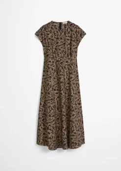 Crinkle-Kleid shaped aus bedrucktem Viskose-Mix