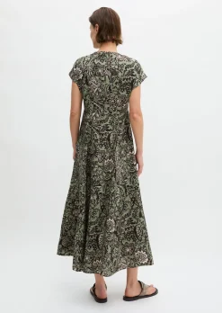 Crinkle-Kleid shaped aus bedrucktem Viskose-Mix