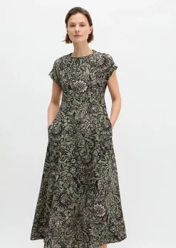 Crinkle-Kleid shaped aus bedrucktem Viskose-Mix