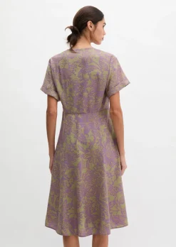 Crinkle-Kleid shaped aus bedrucktem Viskose-Mix