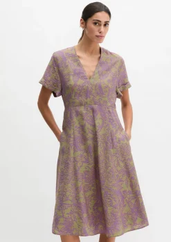Crinkle-Kleid shaped aus bedrucktem Viskose-Mix