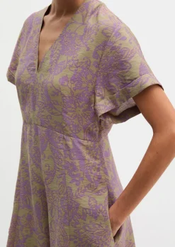 Crinkle-Kleid shaped aus bedrucktem Viskose-Mix