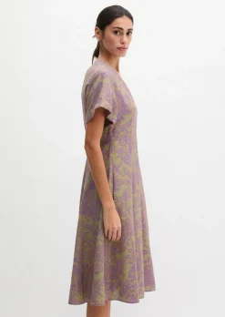 Crinkle-Kleid shaped aus bedrucktem Viskose-Mix