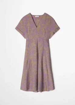 Crinkle-Kleid shaped aus bedrucktem Viskose-Mix