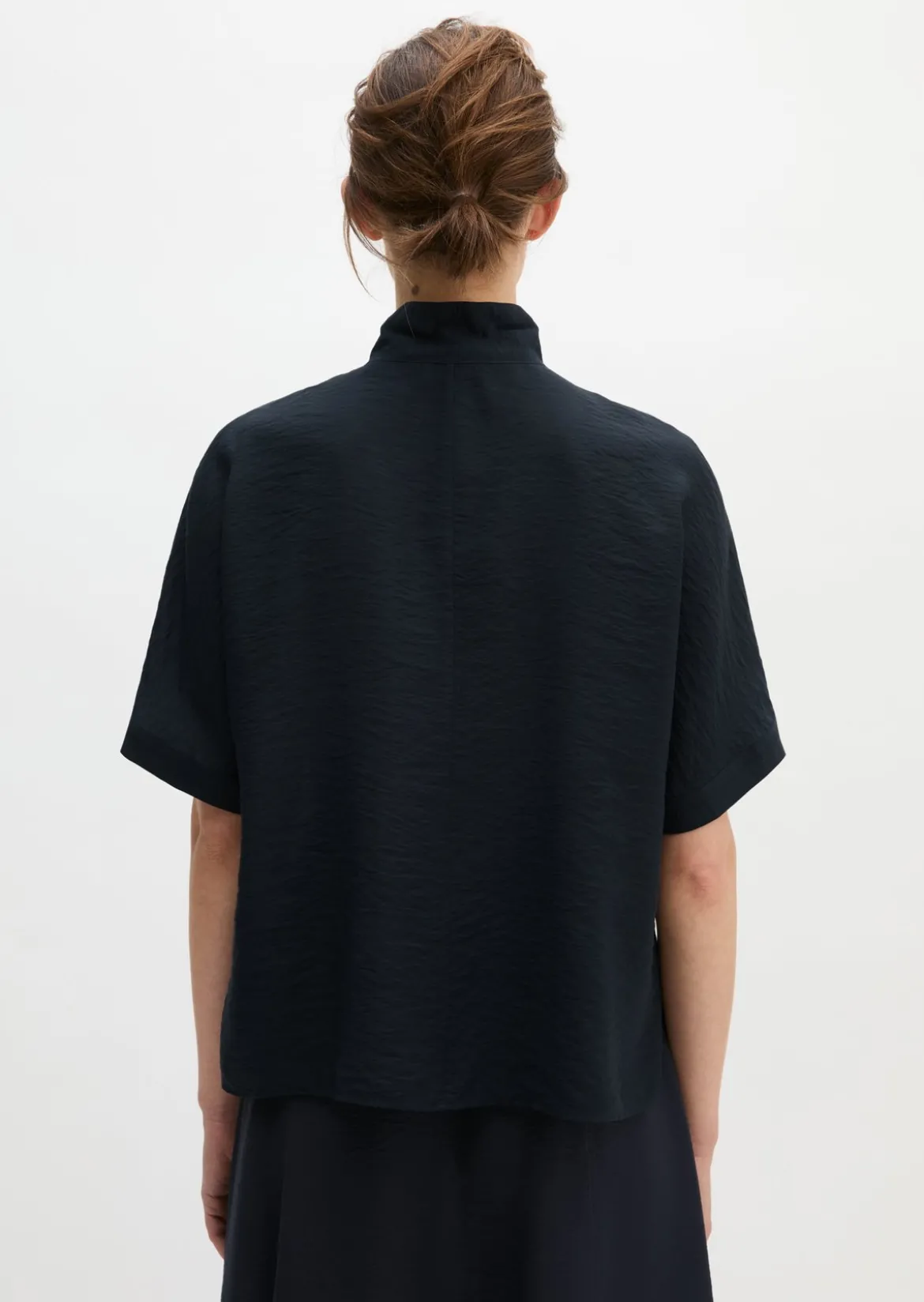 Crinkle-Schluppenbluse regular aus Viskose-Mix