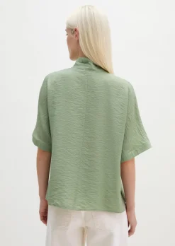 Crinkle-Schluppenbluse regular aus Viskose-Mix