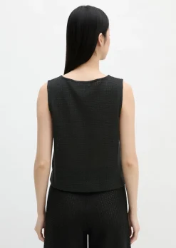 Crochet-Top relaxed aus Baumwoll-Mix-Jersey