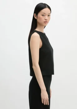Crochet-Top relaxed aus Baumwoll-Mix-Jersey