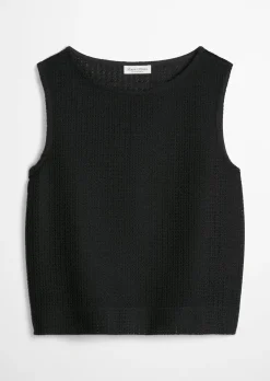 Crochet-Top relaxed aus Baumwoll-Mix-Jersey