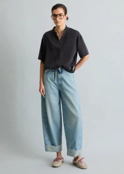 Crop-Blusenshirt relaxed aus TENCEL™ Lyocell