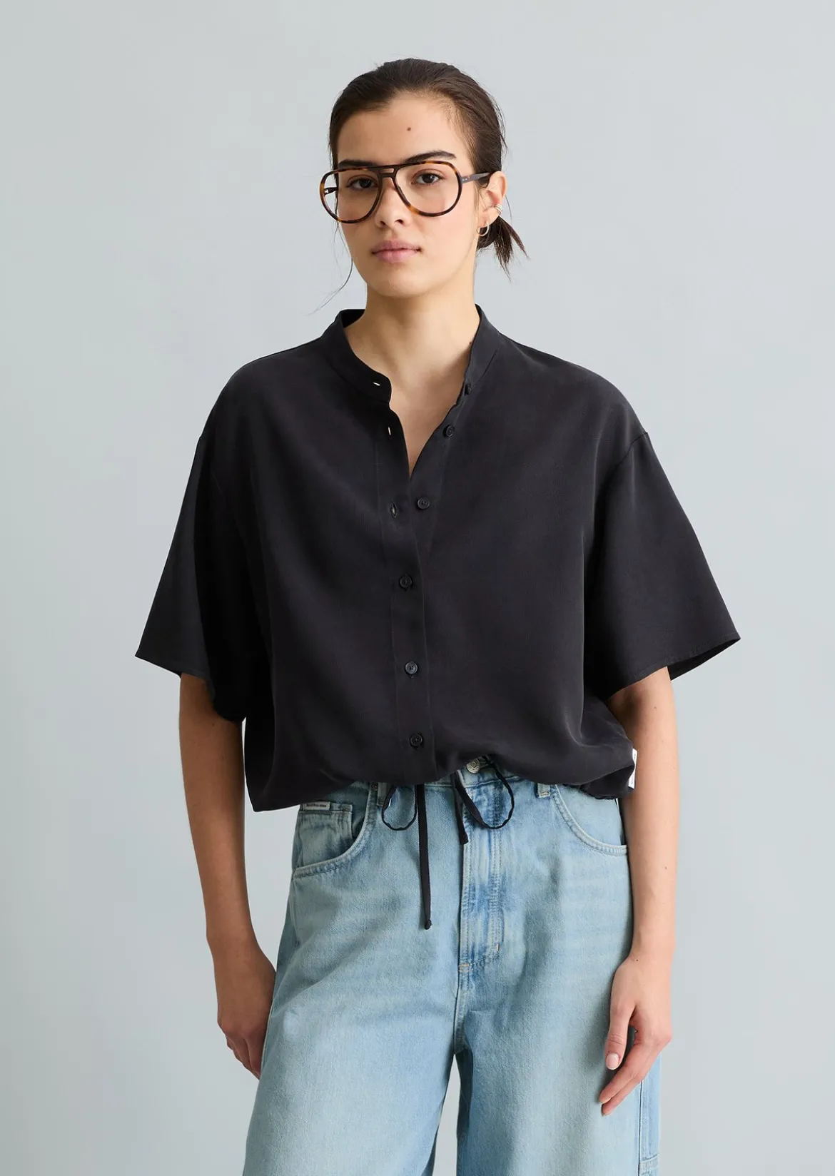 Crop-Blusenshirt relaxed aus TENCEL™ Lyocell