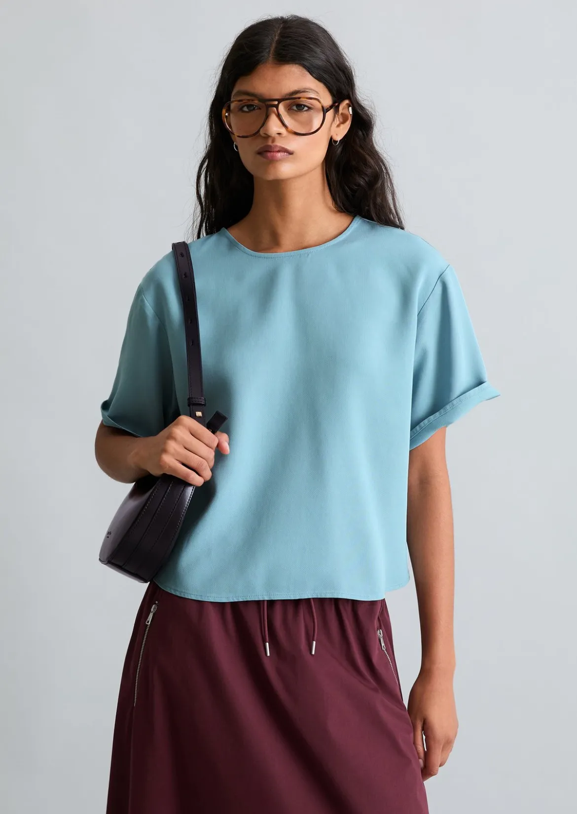 Crop-Blusenshirt relaxed aus TENCEL™ Lyocell
