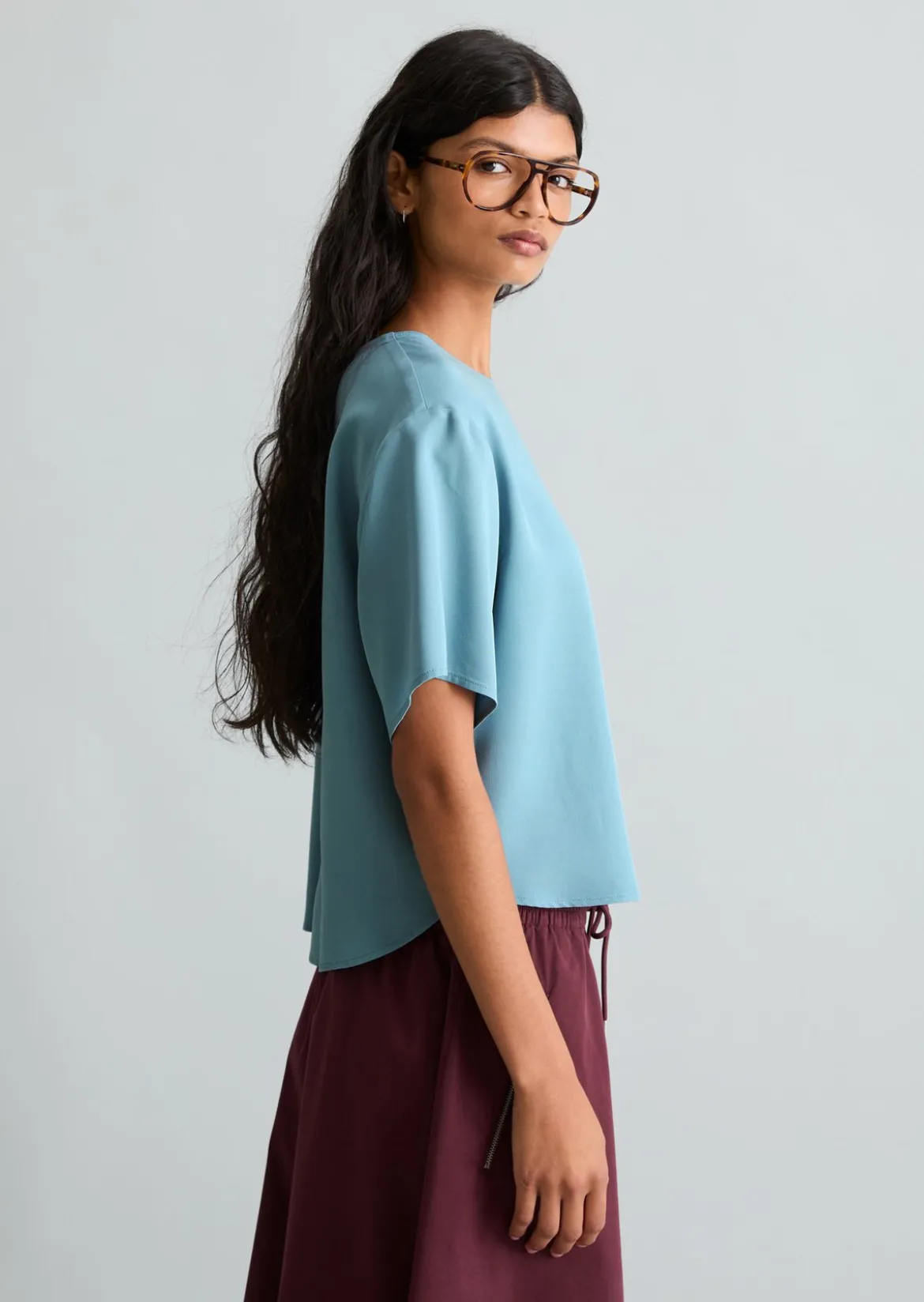 Crop-Blusenshirt relaxed aus TENCEL™ Lyocell