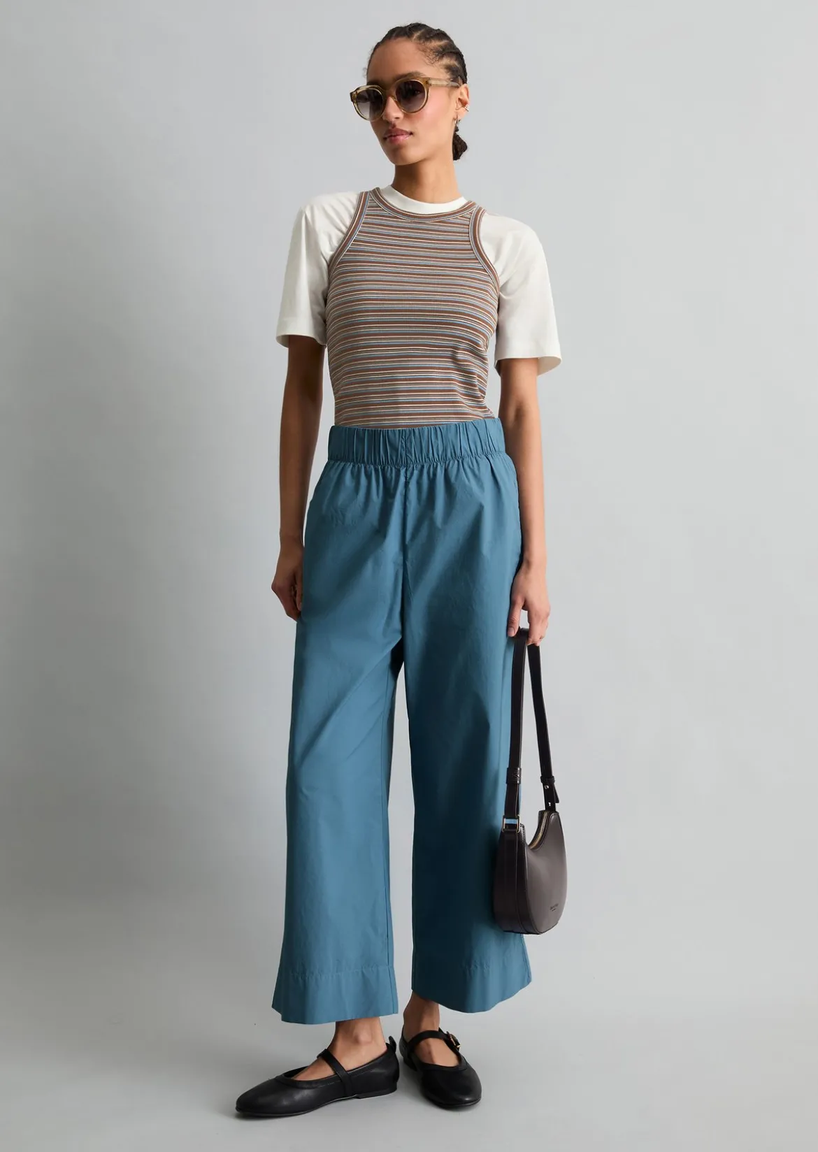 Culotte relaxed aus Papertouch-Popeline
