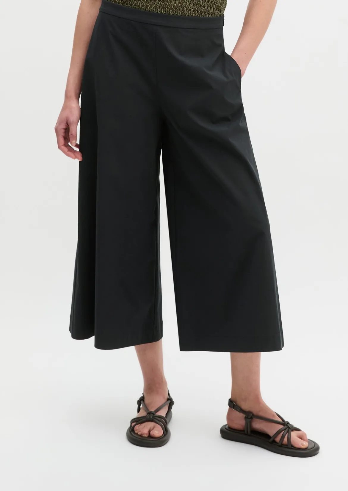 Culotte wide aus Popeline-Stretch