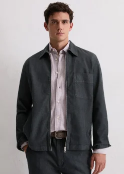 Denim-Overshirt mit Reißverschluss