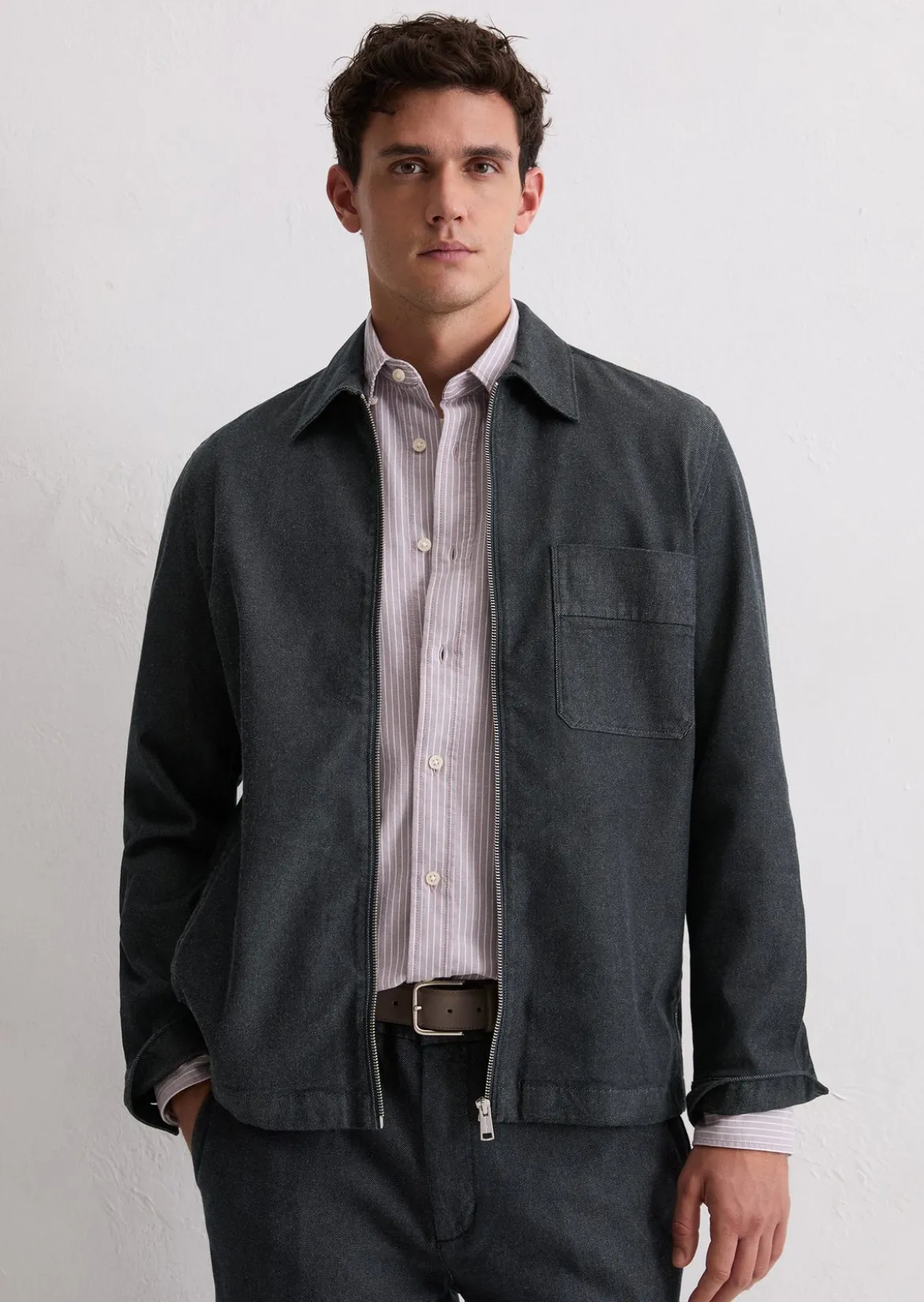 Denim-Overshirt mit Reißverschluss