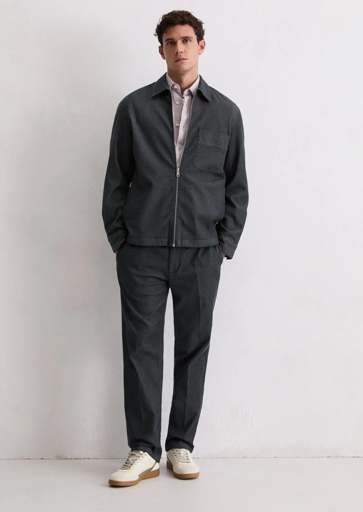 Denim-Overshirt mit Reißverschluss