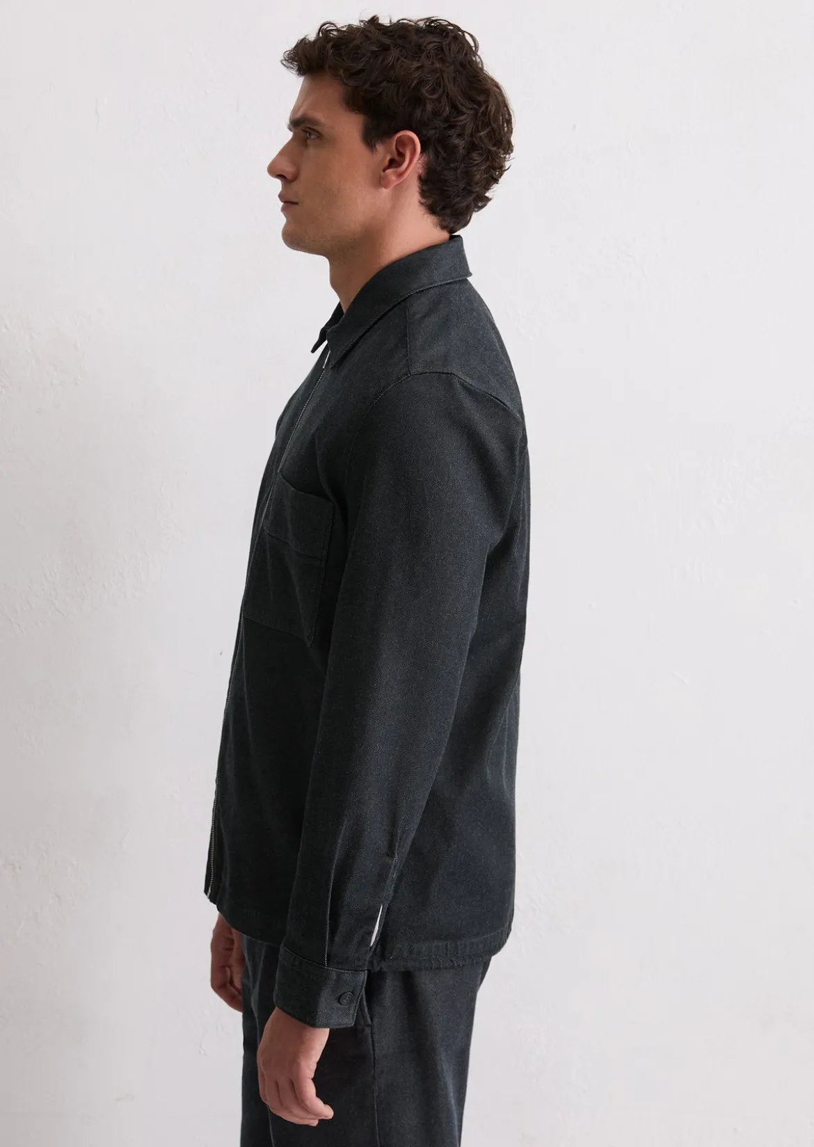 Denim-Overshirt mit Reißverschluss