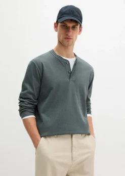 DfC Henley-Longsleeve regular aus geripptem Interlock-Jersey