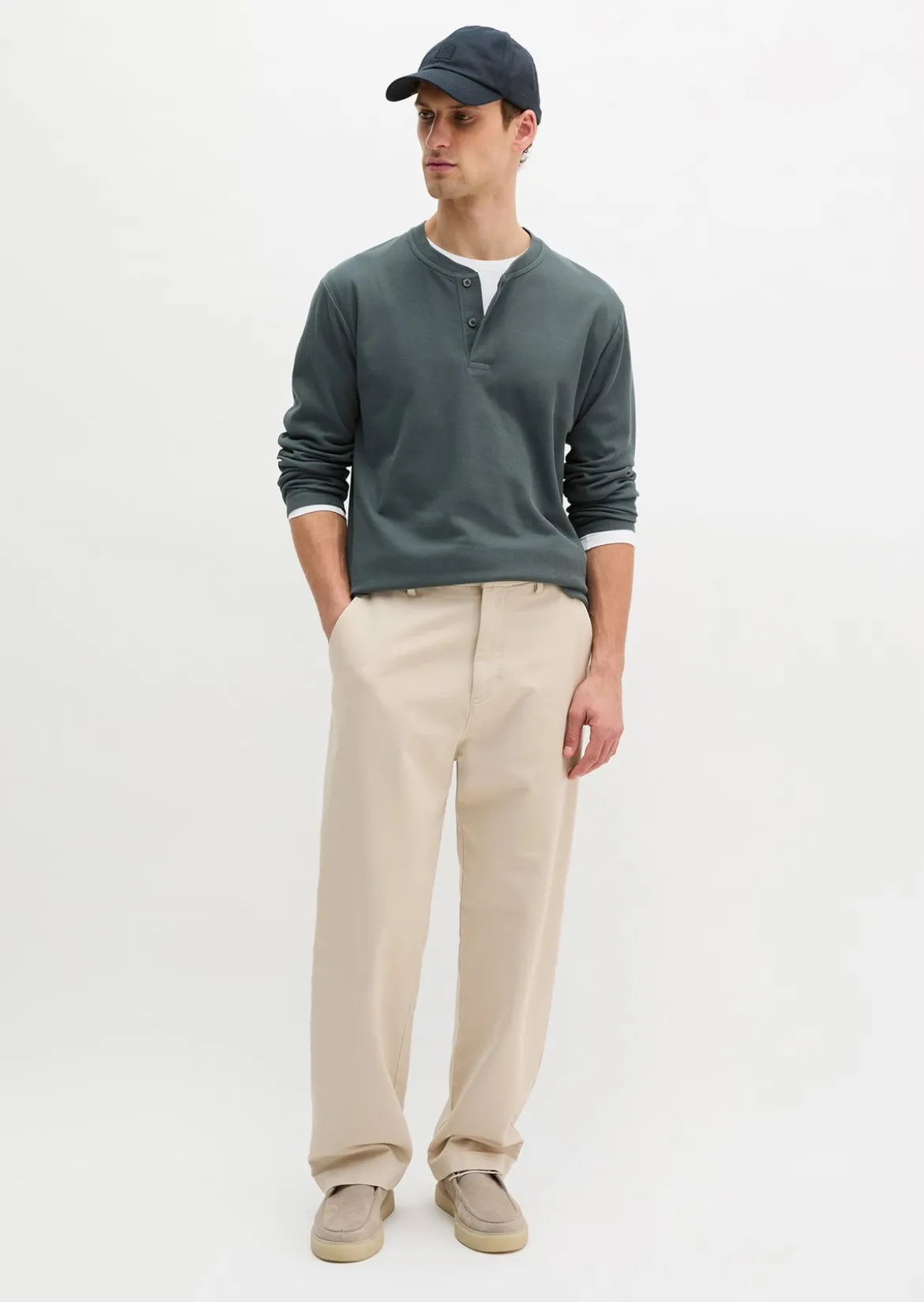 DfC Henley-Longsleeve regular aus geripptem Interlock-Jersey
