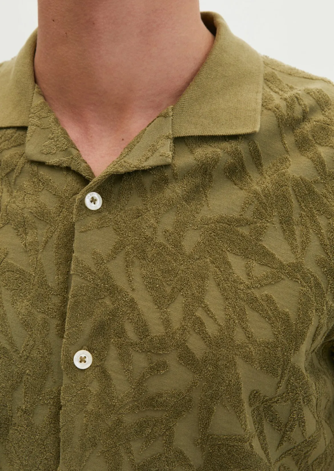 DfC Jerseyshirt regular mit weichem Frottee-Blattmuster