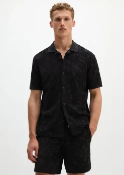 DfC Jerseyshirt regular mit weichem Frottee-Blattmuster