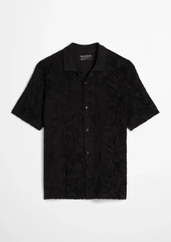 DfC Jerseyshirt regular mit weichem Frottee-Blattmuster