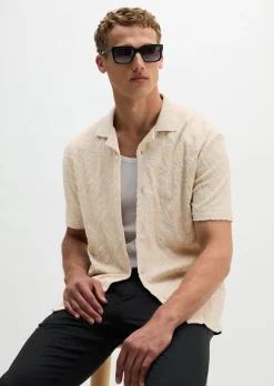 DfC Jerseyshirt regular mit weichem Frottee-Blattmuster