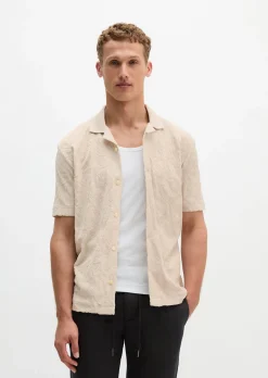 DfC Jerseyshirt regular mit weichem Frottee-Blattmuster