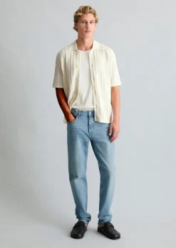DfC Kurzarm-Strickjacke im Polostil regular mit Lochstruktur